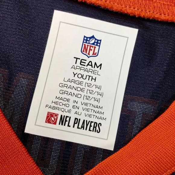 NFL Team Apparel Kids Navy Orange Chicago Bears Football Jersey Size Large 12/14 - Picture 3 of 9